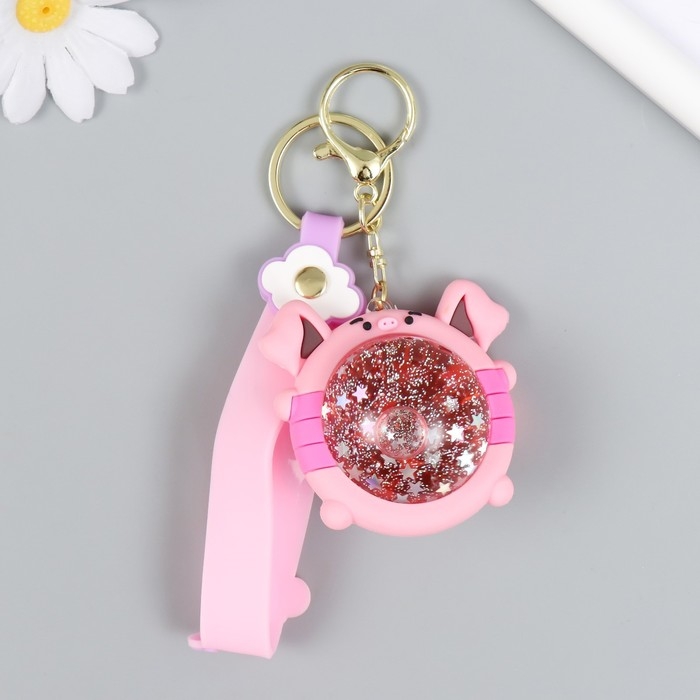 Брелок резина  Брелок резина "Шарик-свинка" с браслетом и карабином, розовый 4х6,5х5,5 см