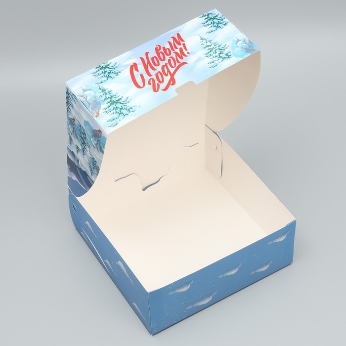 Коробка подарочная новогодняя складная «С Новым годом!», замок, 25 х 25 х 10 см, Новый год