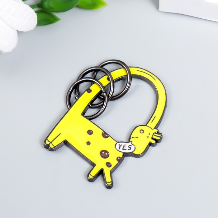 Брелок-ключница металл Брелок-ключница металл "Жирафик, шея колечком" 4,7х3,4 см