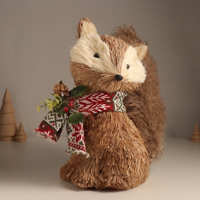 Декор Декор "Новогодняя лисичка в вязаном шарфике" 13х25х24 см