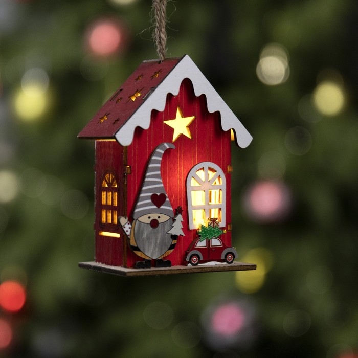 Ёлочная игрушка «Амбар эльфа», от батареек, свечение тёплое белое Ёлочная игрушка «Амбар эльфа», от батареек, свечение тёплое белое