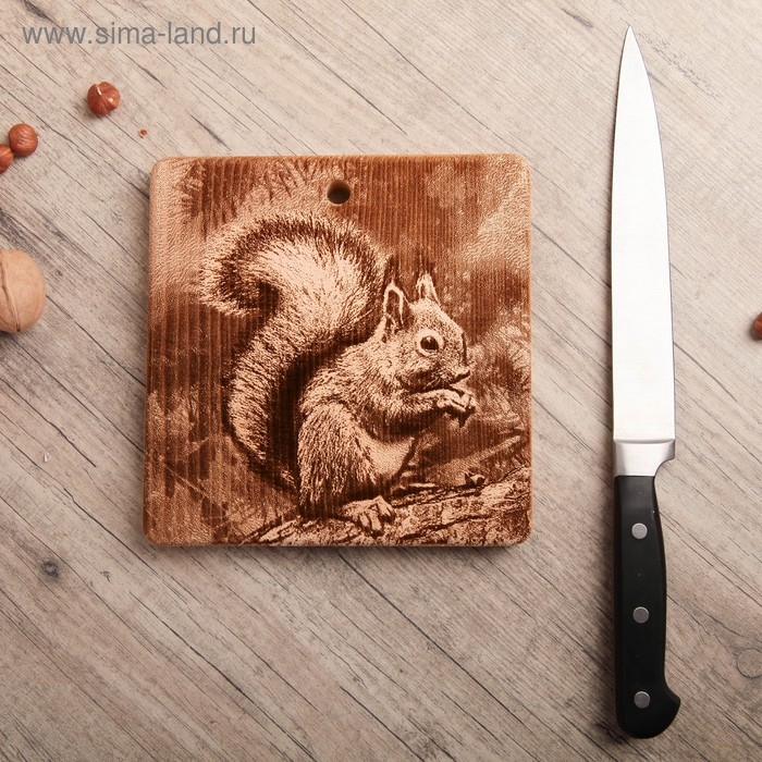 Доска из массива кедра «Бельчонок», квадратная, 18 × 18 см