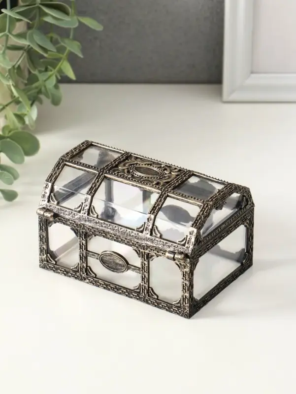 Шкатулка для украшений &laquo;Сундучок&raquo;, пластик под бронзу, 10.5&times;8&times;6.5 см
