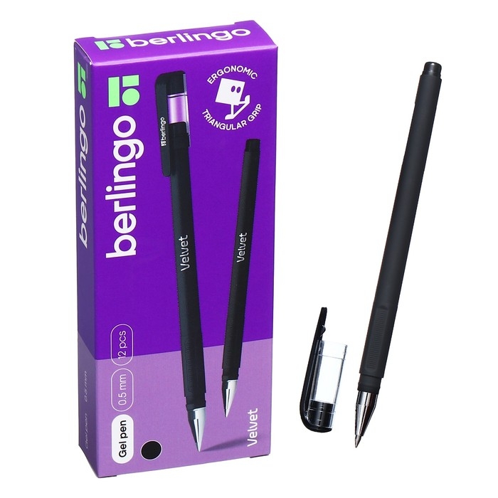 Ручка гелевая 0,5 мм Berlingo Velvet, стержень чёрный, прорезиненный корпус 243042 Ручка гелевая 0,5 мм Berlingo Velvet, стержень чёрный, прорезиненный корпус 243042