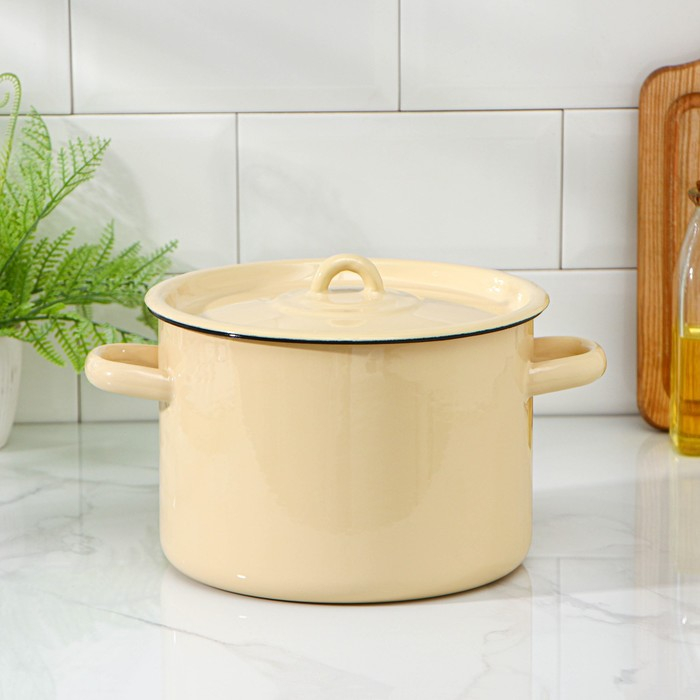 Кастрюля эмалированная, 4,5 л, d=20 см, h=14,5 см, цвет МИКС