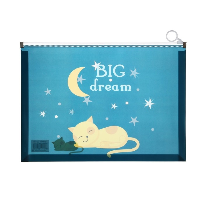 Папка-конверт на молнии формат А4, 180мкр, прозрачная с рисунком Папка-конверт на молнии формат А4, 180мкр, прозрачная с рисунком "Котик", МИКС