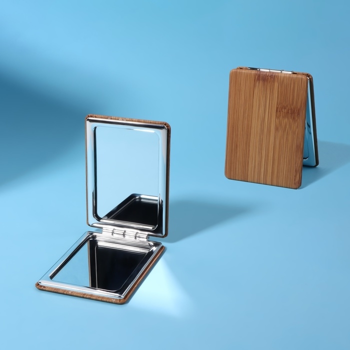 Зеркало складное «Бамбук», 6,4 × 9 см, с увеличением, цвет «тёмное дерево» Зеркало складное «Бамбук», 6,4 × 9 см, с увеличением, цвет «тёмное дерево»