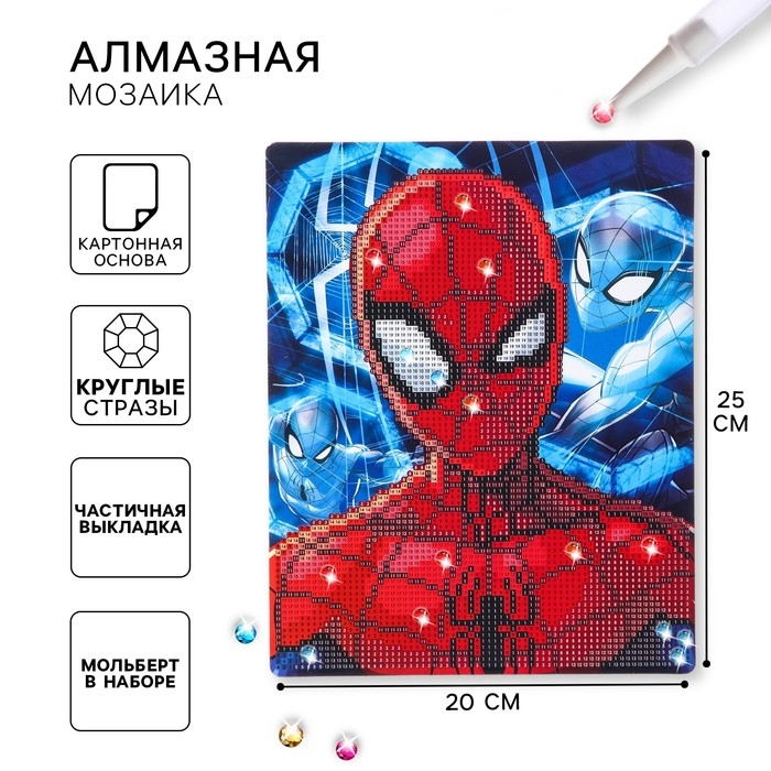Алмазная мозаика, 20 х 25 см, Человек-паук Алмазная мозаика, 20 х 25 см, Человек-паук