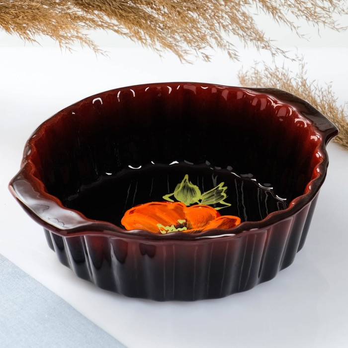 Емкость для запекания  Емкость для запекания "Волна круглая" 2л / 25х8,5см, мак на черном