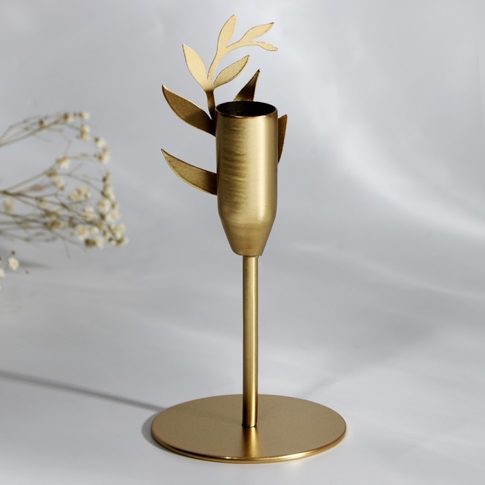 Подсвечник «Листики», зол., 7,4 х 15,3 см Подсвечник «Листики», зол., 7,4 х 15,3 см