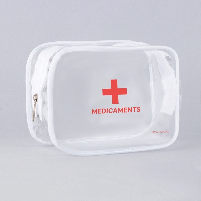Аптечка дорожная прозрачная  Аптечка дорожная прозрачная "MEDICAMENTS", 12*10 см,