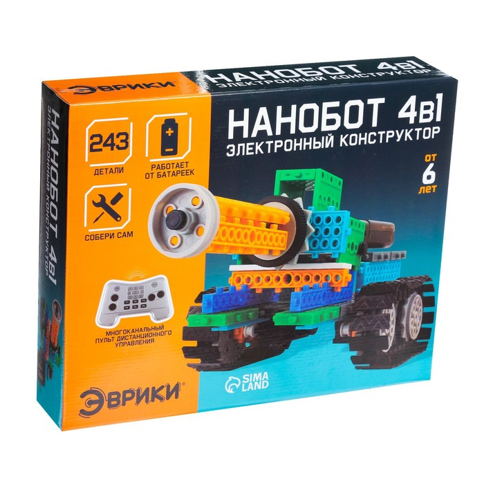 Конструктор радиоуправляемый «Нанотанк», 4 варианта сборки, 243 детали Конструктор радиоуправляемый «Нанотанк», 4 варианта сборки, 243 детали