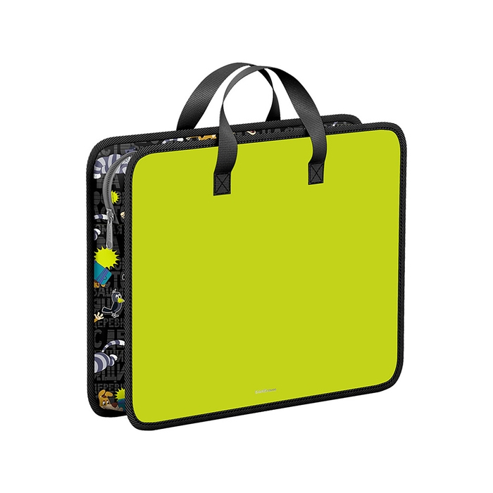 Папка с ручками А4+, 332 х 268 х 90 мм, ErichKrause Папка с ручками А4+, 332 х 268 х 90 мм, ErichKrause "Простоквашино", 600 мкм, молния сверху, желтая