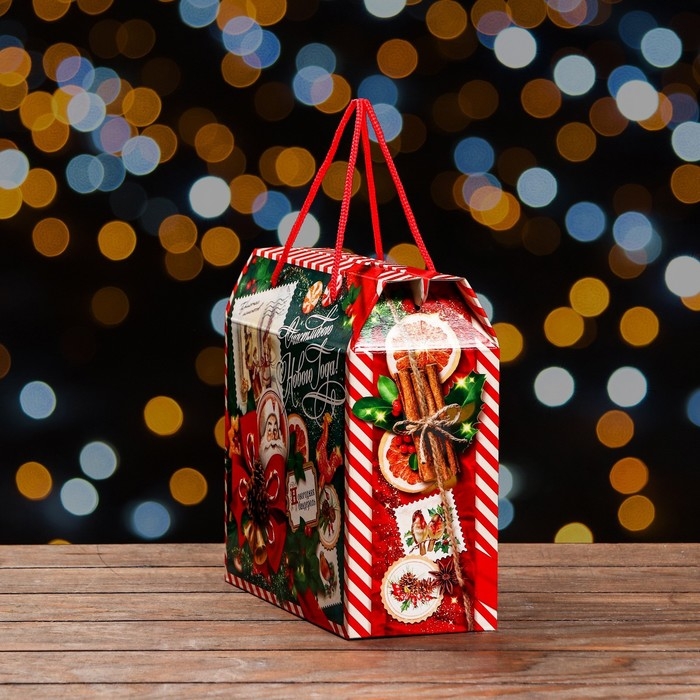 Коробка подарочная складная  Коробка подарочная складная "Изумрудный Винтаж" 23 х 10 х 22 см. Новый год