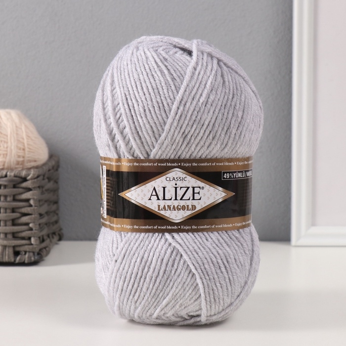 Пряжа Пряжа "Lanagold" 51% акрил, 49% шерсть 240м/100гр (684 пепел. мел.)