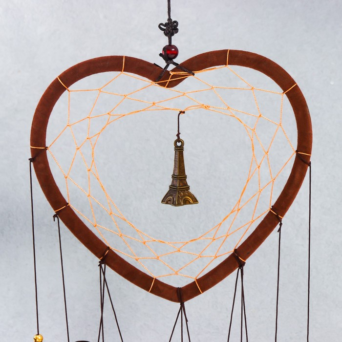 Музыка ветра металл Музыка ветра металл "Сердце с Эйфелевой башней" 4 трубки 5 колокольчиков d=17 см длина 65см