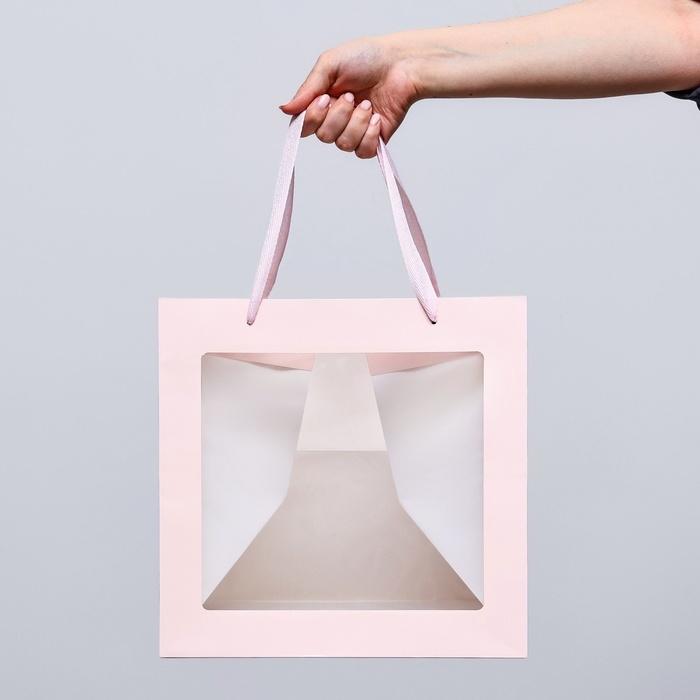 Пакет подарочный, крафт, с окном, «Розовый», 30 х 30 х 30 см Пакет подарочный, крафт, с окном, «Розовый», 30 х 30 х 30 см