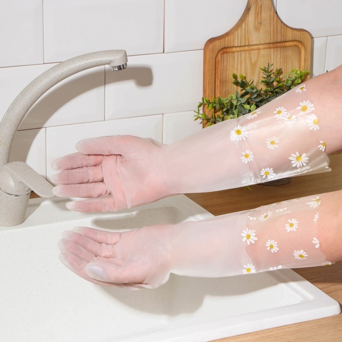 Перчатки хозяйственные Raccoon с манжетой, 40 см, размер L, цвет белый Перчатки хозяйственные Raccoon с манжетой, 40 см, размер L, цвет белый