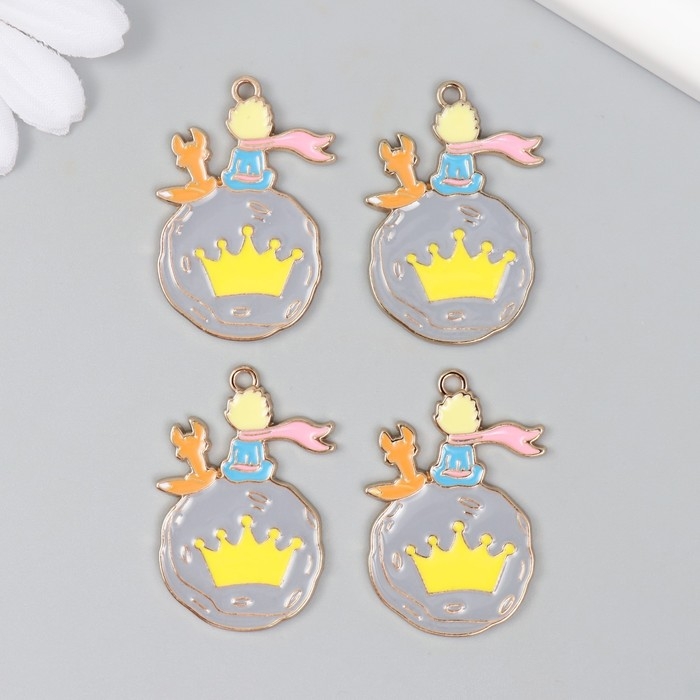 Декор для творчества металл, эмаль Декор для творчества металл, эмаль "Мальчик и лис" 2,5х3,7 см