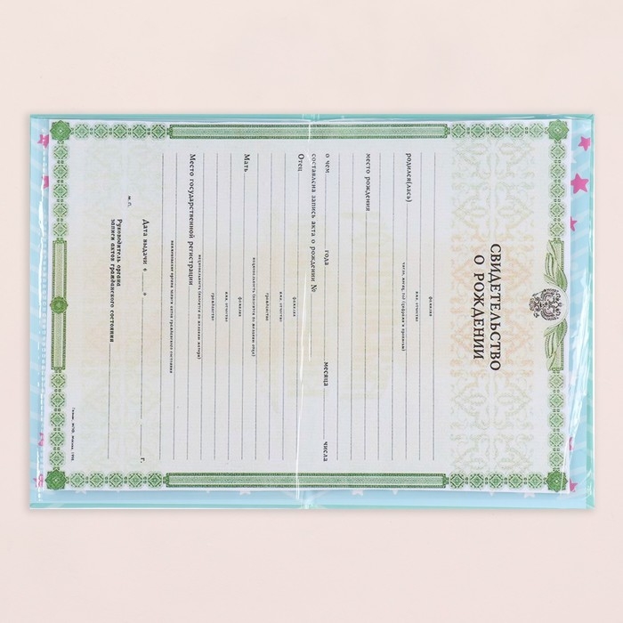 Папка под свидетельство о рождении  Папка под свидетельство о рождении "Мальчик" шарик, звездочки, А5