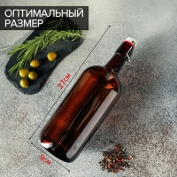 Бутылка бугельная, 1 л, с пробкой, цвет коричневый