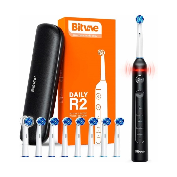 Электрическая зубная щетка Bitvae R2 Rotary E- Toothbrush, вибрационная, от АКБ, чёрная Электрическая зубная щетка Bitvae R2 Rotary E- Toothbrush, вибрационная, от АКБ, чёрная