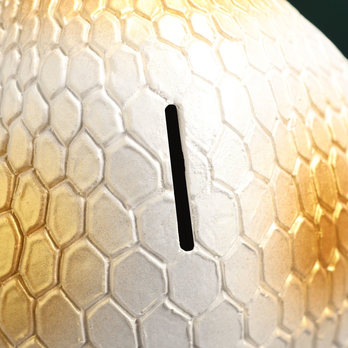 Копилка Копилка "Змея с подковой" белая-золото, 21см