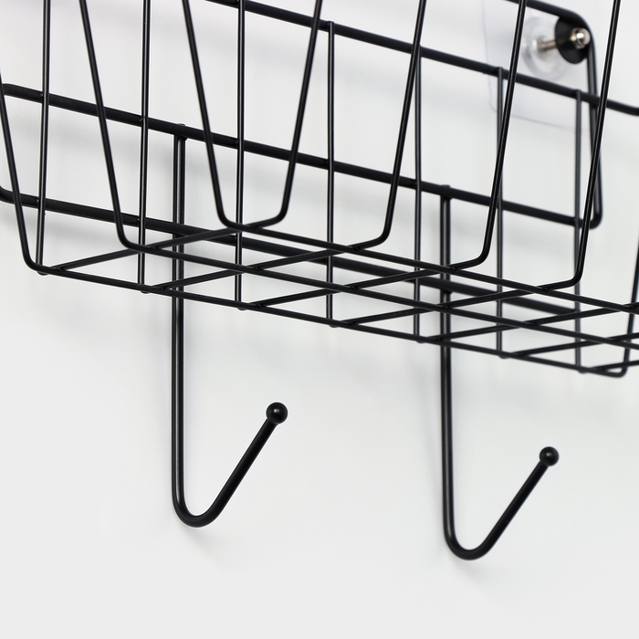 Корзина с 2 крючками, 31,5×13×20 см, цвет черный Корзина с 2 крючками, 31,5×13×20 см, цвет черный