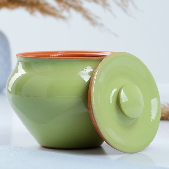 Горшочек под жаркое с крышкой  Горшочек под жаркое с крышкой "Вятский" 0,9л, зеленый