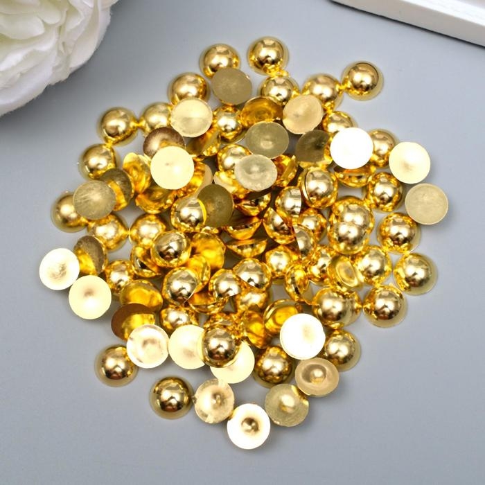 Декор для творчества пластик Декор для творчества пластик "Полужемчужина золотистая" набор 100 шт 1х1х0,3 см