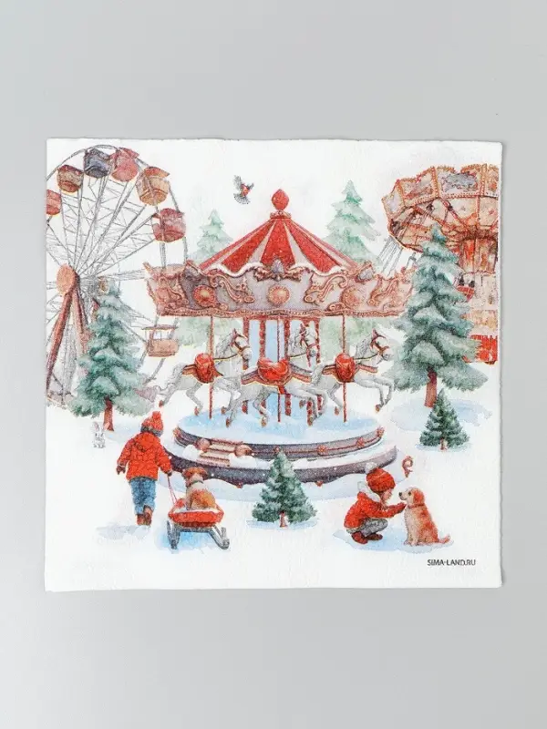 Салфетки бумажные двухслойные "Новогодние забавы", 33*33 см, набор 20 штук