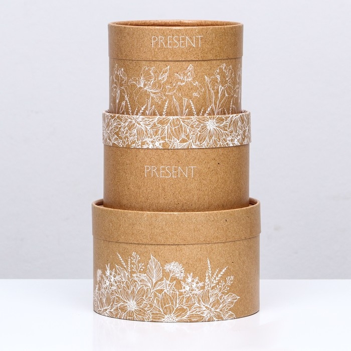 Набор шляпных коробок 3 в 1,"PRESENT",16 х 10,14 х 9,13 х 8,5 см