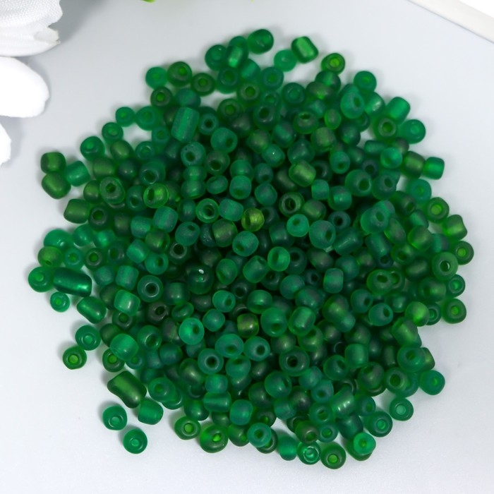 Бисер стекло 6/0  Бисер стекло 6/0 "Матовый полупрозрачный. Зелёный мох" 30 гр