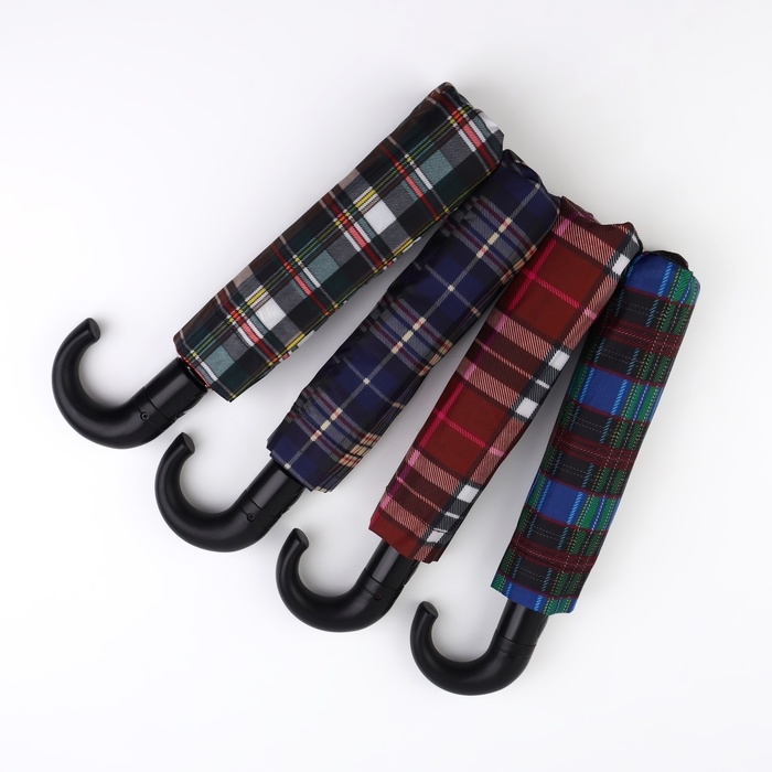 Зонт полуавтоматический «Крупная клетка», 3 сложения, 8 спиц, R = 48/55 см, D = 110 см, цвет МИКС Зонт полуавтоматический «Крупная клетка», 3 сложения, 8 спиц, R = 48/55 см, D = 110 см, цвет МИКС