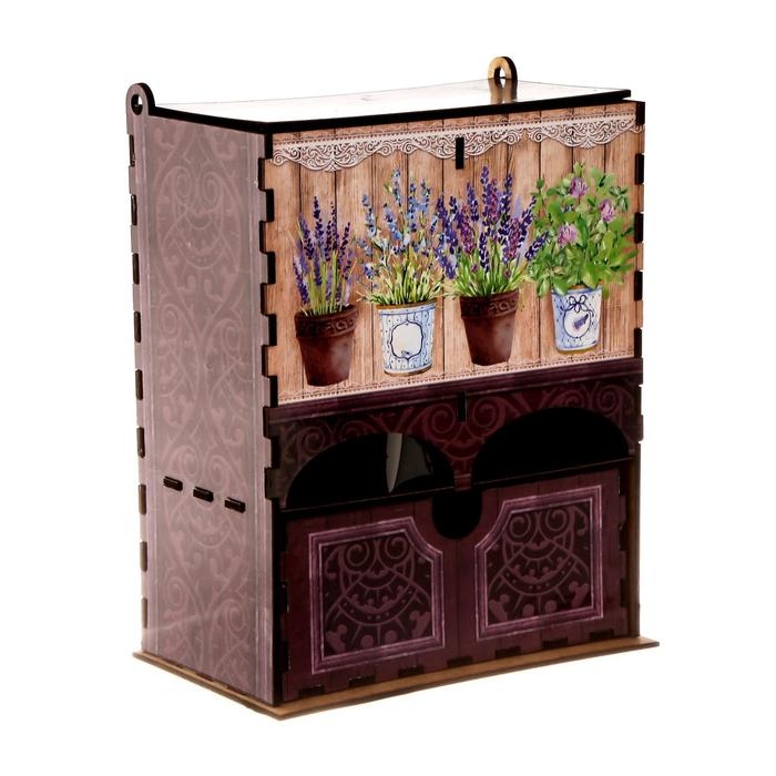 Чайный домик двойной с ящиком Чайный домик двойной с ящиком "Лаванда в горошках" 20х8,7х15,2 см