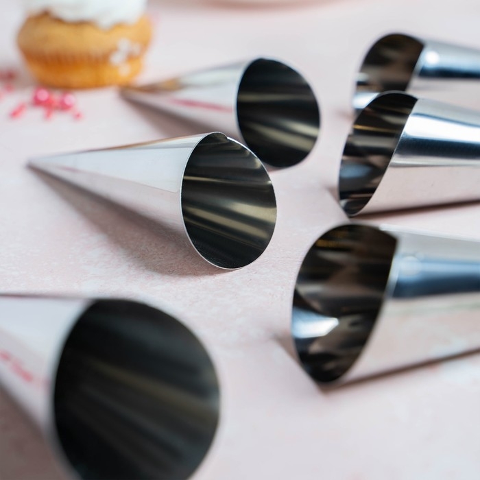 Набор форм для круассанов и трубочек Доляна, 6 шт, 11×3 см, цвет серебристый Набор форм для круассанов и трубочек Доляна, 6 шт, 11×3 см, цвет серебристый