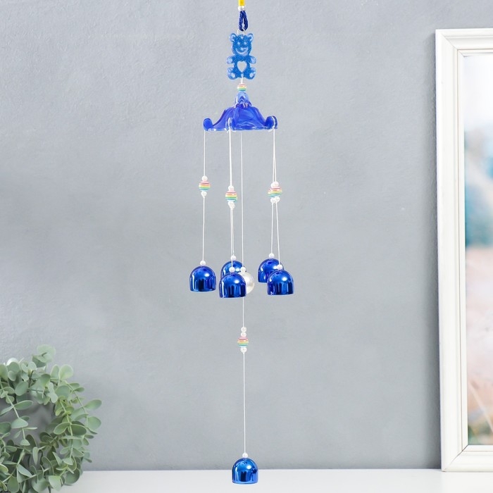 Музыка ветра пластик, металл Музыка ветра пластик, металл "Мишка с сердечком" 6 колокольчиков МИКС 41 см