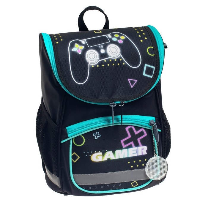 Ранец школьный Стандарт, 36 х 26 х 16 см, + мешок для обуви 40 х 32 см, Calligrata П Ранец школьный Стандарт, 36 х 26 х 16 см, + мешок для обуви 40 х 32 см, Calligrata П "Гейм", чёрный