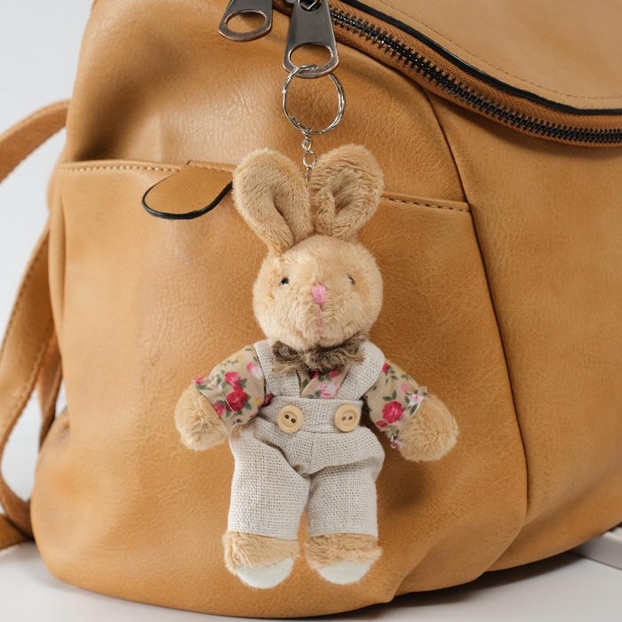 Брелок текстиль Брелок текстиль "Зайка в цветочном комбезе" 8,5х4х14 см