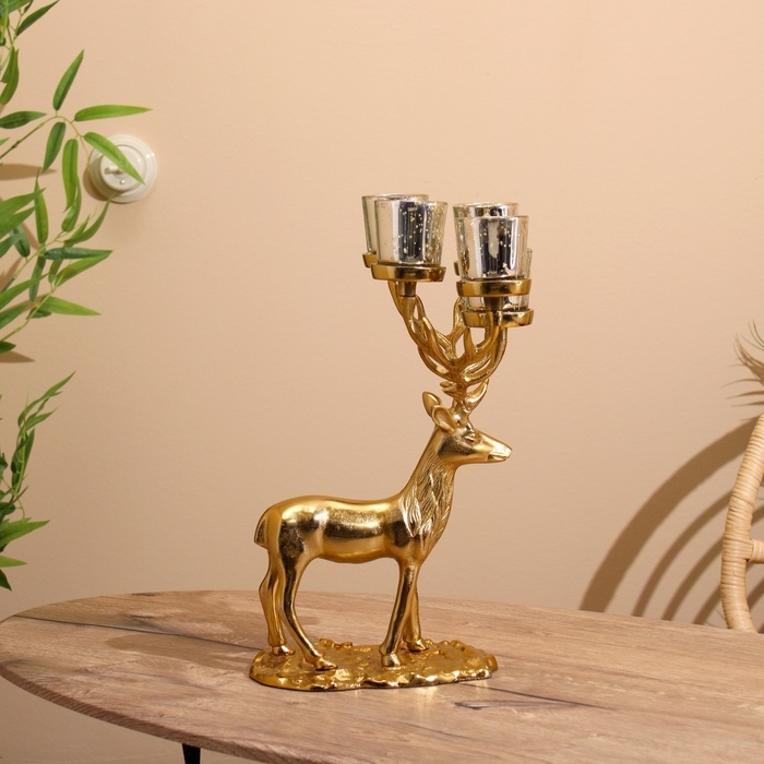 Подсвечник на 6 свечей  Подсвечник на 6 свечей "Олень" алюминий 23х28х41 см