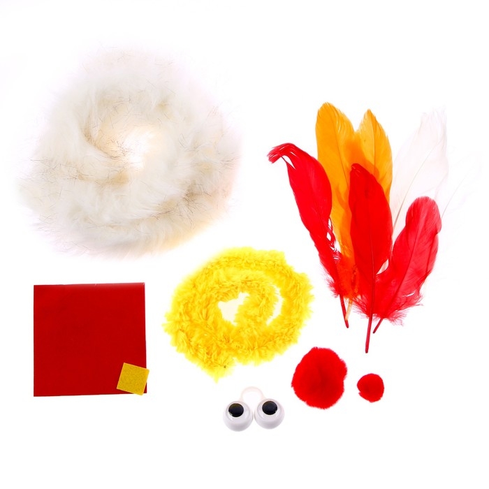 Набор для творчества: создание игрушки из меховых палочек и раскраска «Веселая курочка»