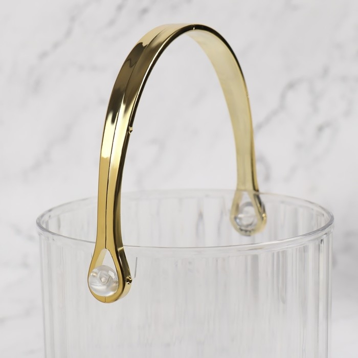 Органайзер для хранения косметических принадлежностей &laquo;CLEAN GOLD&raquo;, с ручкой, d = 12,5 &times; 12 см, цвет прозрачный/золотистый