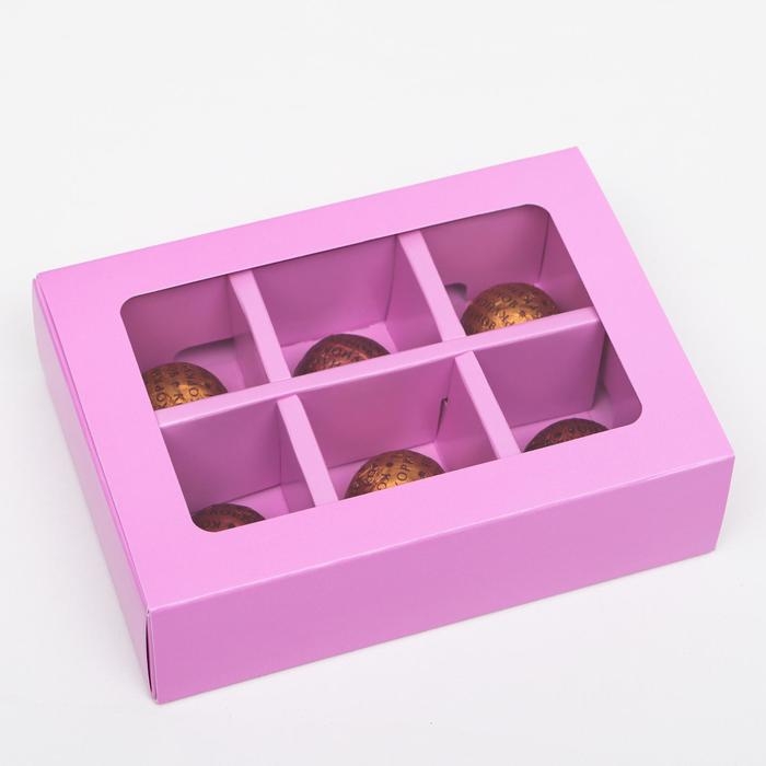 Коробка для конфет 6 шт, сиреневый, 13,7 х 9,85 х 3,86 см Коробка для конфет 6 шт, сиреневый, 13,7 х 9,85 х 3,86 см