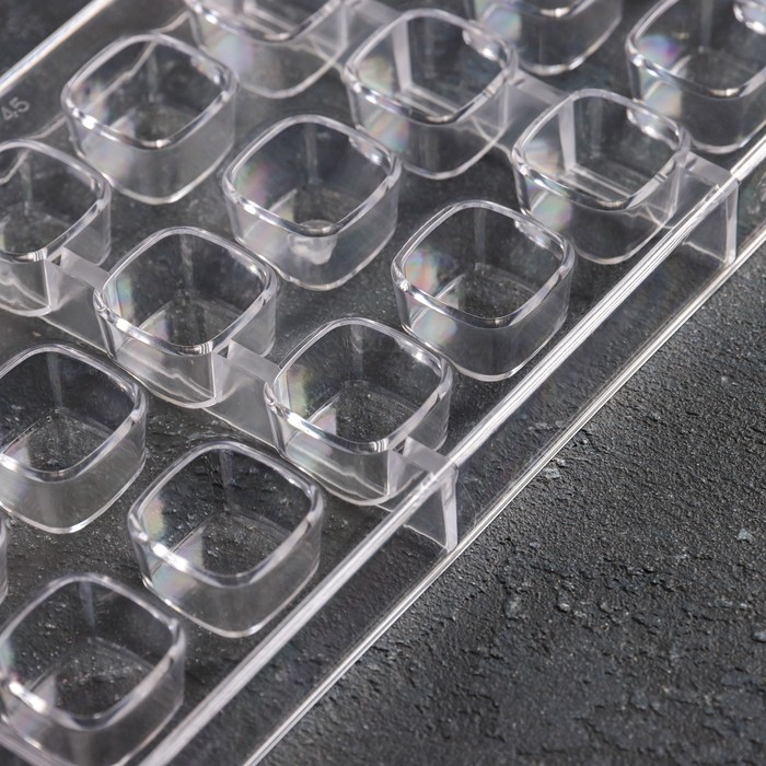 Форма для конфет и шоколада KONFINETTA «Куб», 27,5×13,5×3 см, 21 ячейка 2,5×2,5 см, прозрачный