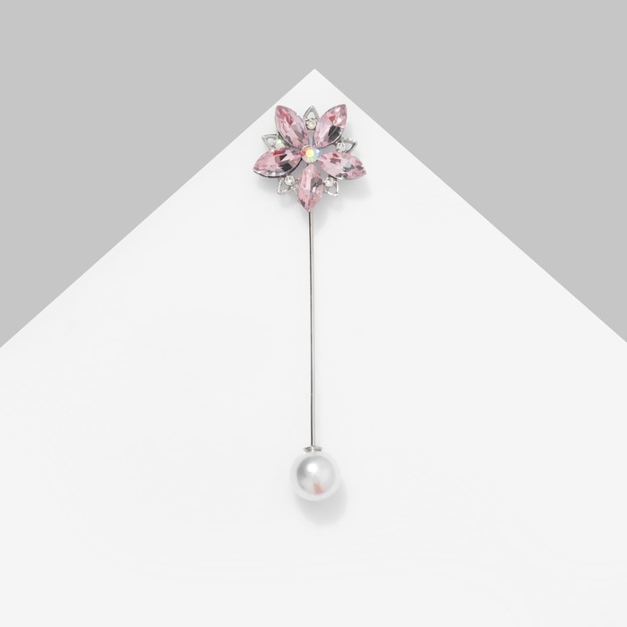 Булавка «Цветок» сирень, 8 см, цвет розовый в серебре Булавка «Цветок» сирень, 8 см, цвет розовый в серебре