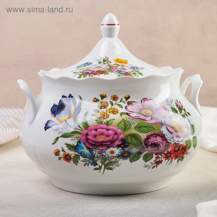 Набор фарфоровый для пельменей &laquo;Букет цветов&raquo;, 7 предметов