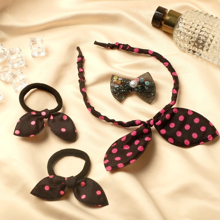 Набор для волос Набор для волос "Солоха" (ободок, 2 резинки, зажим) горошек блеск