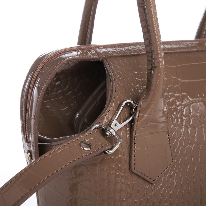 Сумка женская на молнии, с косметичкой, цвет капучино