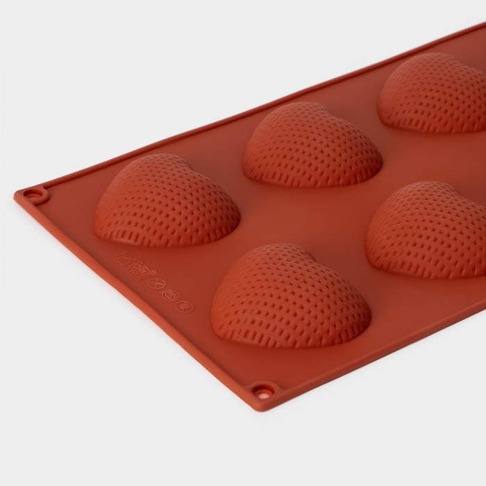 Форма для выпечки Доляна «Сердце», силикон, 29×17×1,5 см, 8 ячеек (6×5×1,5 см), цвет коричневый Форма для выпечки Доляна «Сердце», силикон, 29×17×1,5 см, 8 ячеек (6×5×1,5 см), цвет коричневый