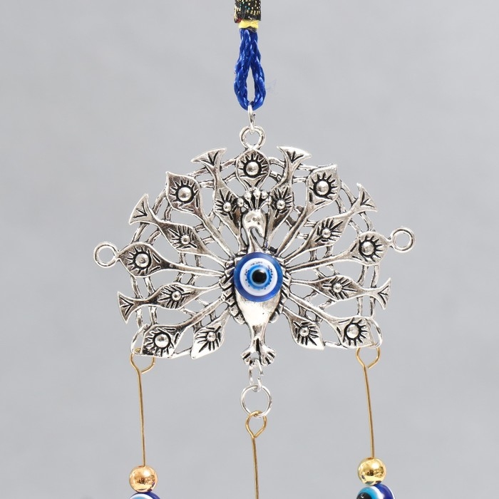 Музыка ветра металл Музыка ветра металл "Павлин хвост-веер" от сглаза с кисточкой 2 колокольчика 28 см